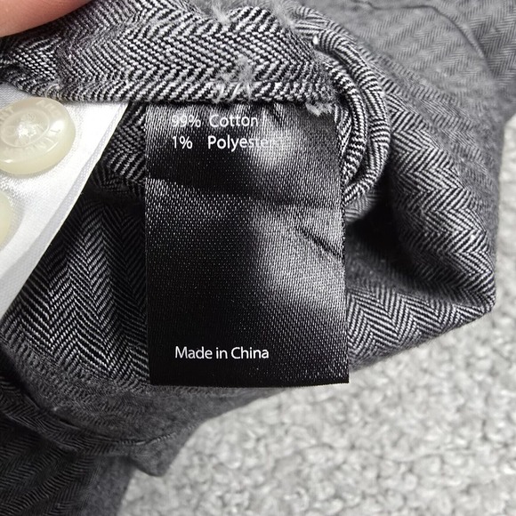 Flint and Tinder Shirt Mens Large Gray Herringbone Button Down Long Sleeve Twill - Picture 6 of 11